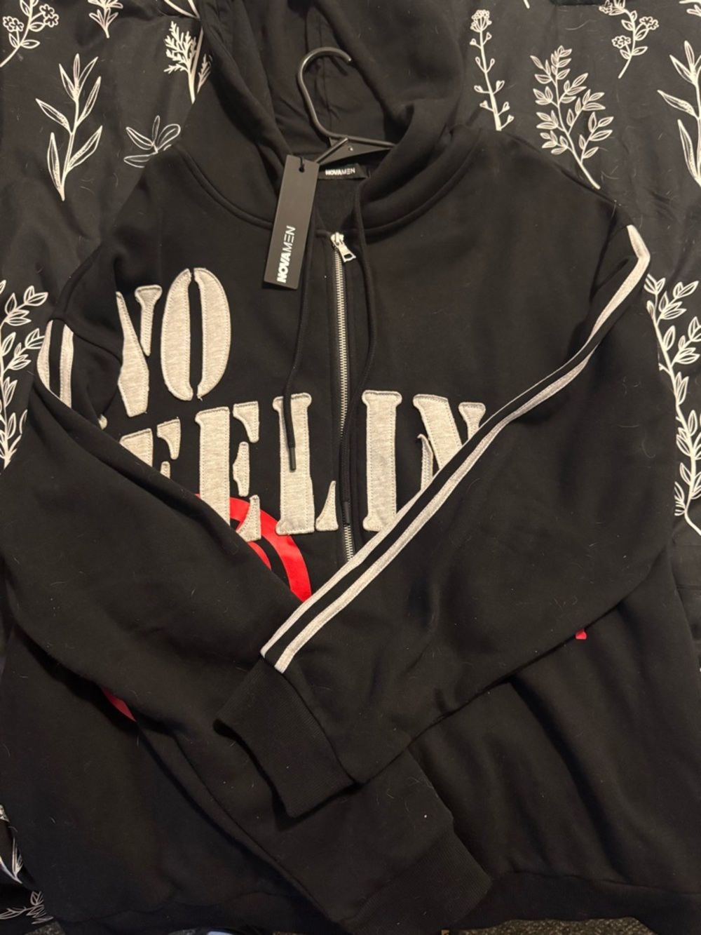 Fashion Nova Black Hoodie Jacket with Red Graphic - Picture 2 of 2
